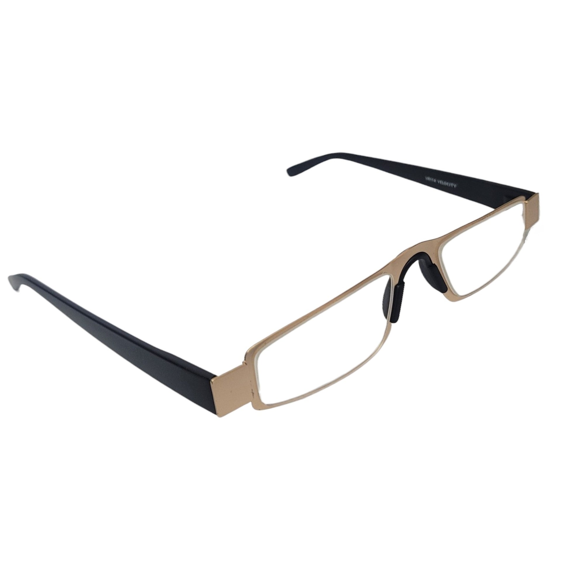 Golden Flat Slim Fix Nose Pad Unisex Rectangle Full Rim Power Reading Glasses For Men & Women | Near reading glasses - SoftTouchLenses