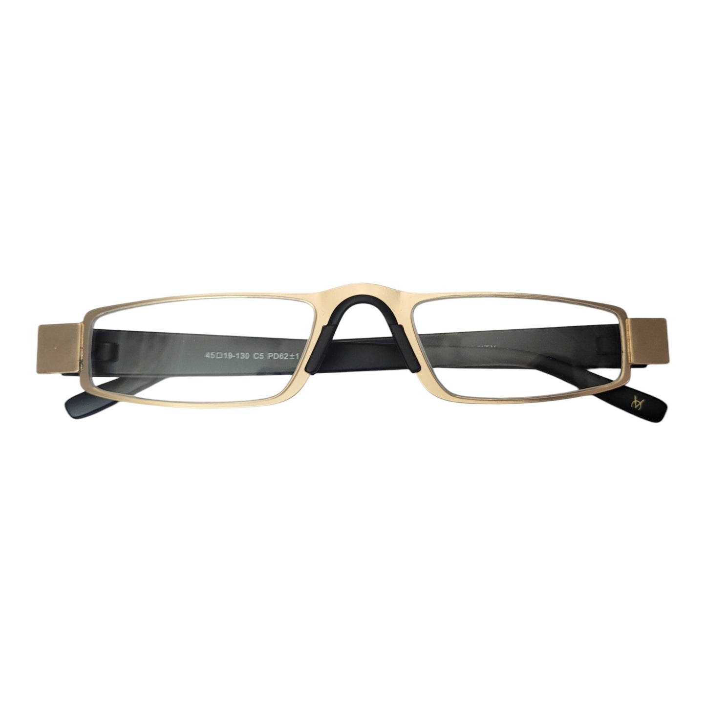 Golden Flat Slim Fix Nose Pad Unisex Rectangle Full Rim Power Reading Glasses For Men & Women | Near reading glasses - SoftTouchLenses