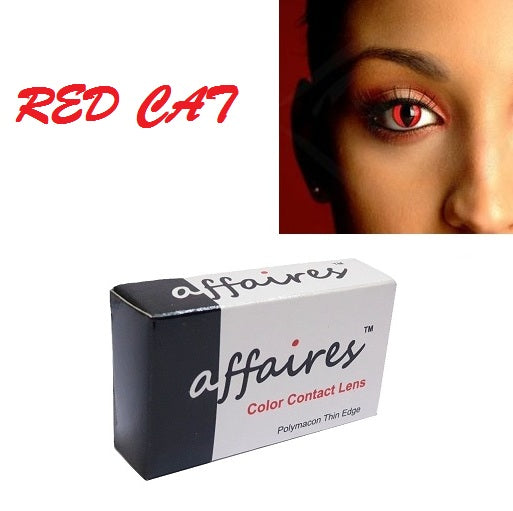 Affaires Red Cat Crazy color contact lenses Yearly Disposable ( 2pcs Lens Pack )