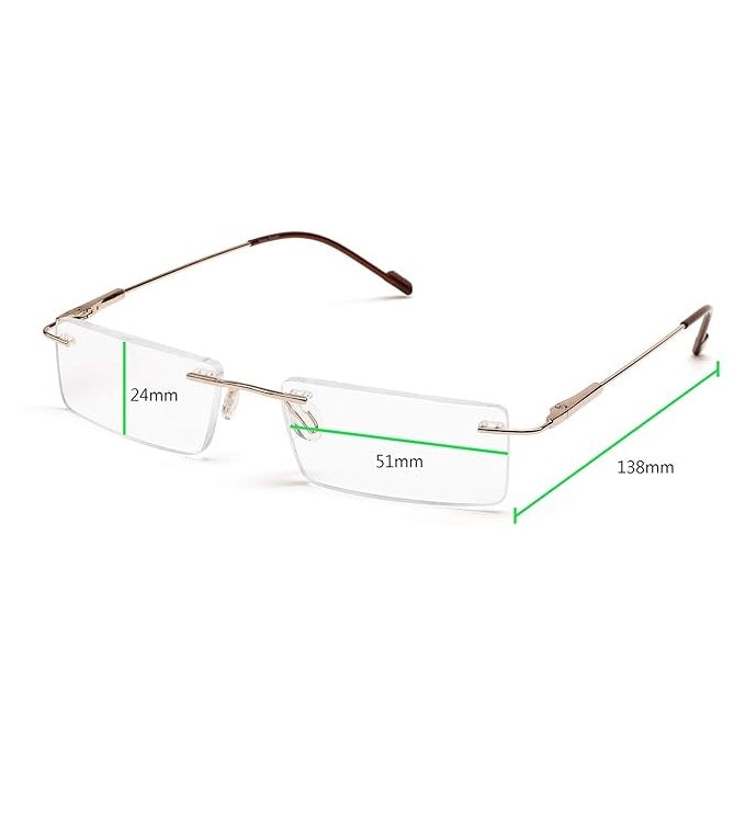 Affaires Golden Color Rimless with spring Reading Glasses Readers (Near Vision) for Men and Women