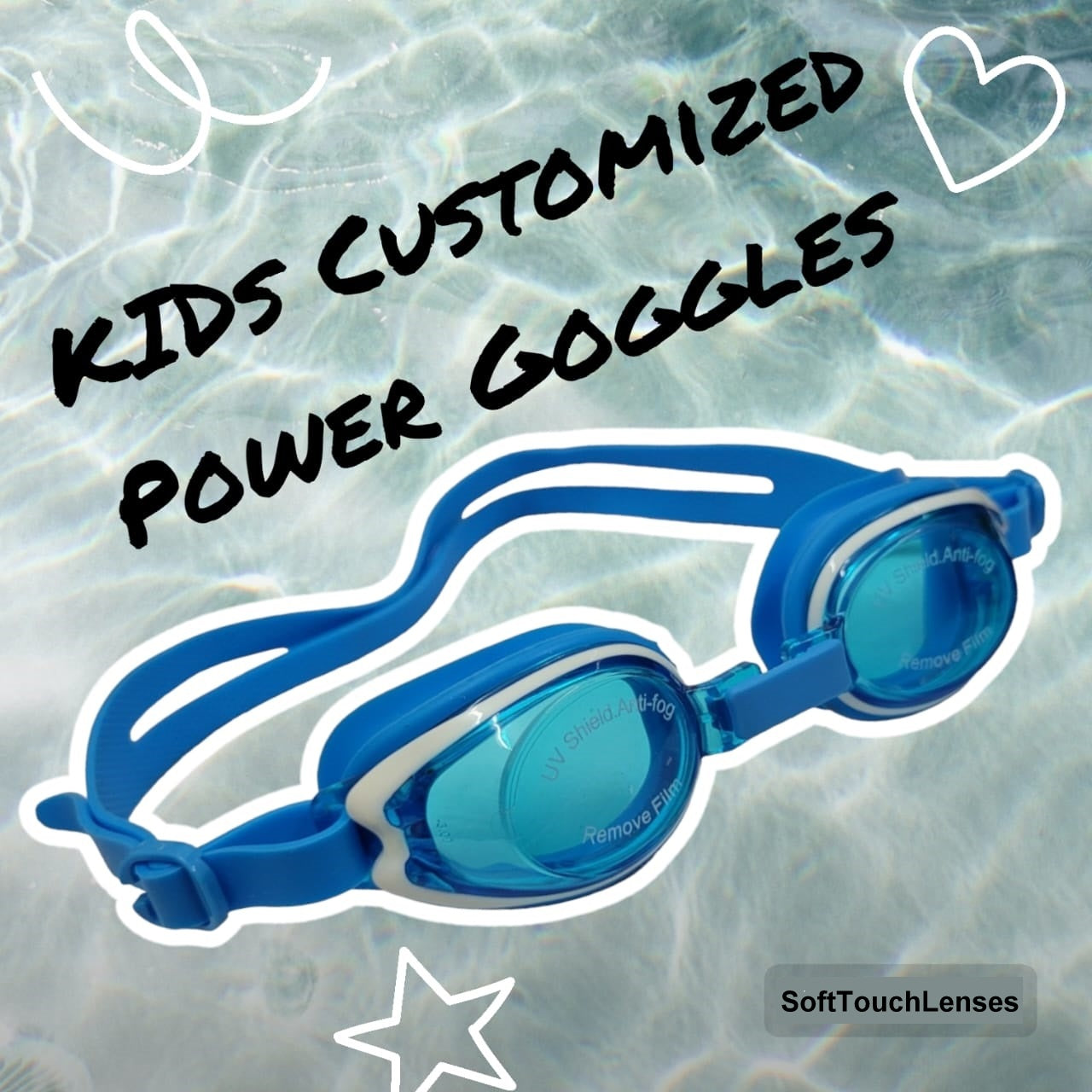 Kids Customized Power Swimming Goggles Rx Prescription Optical Corrective Lenses with UV Protection - ( 3yr to 8yr ) by affaires