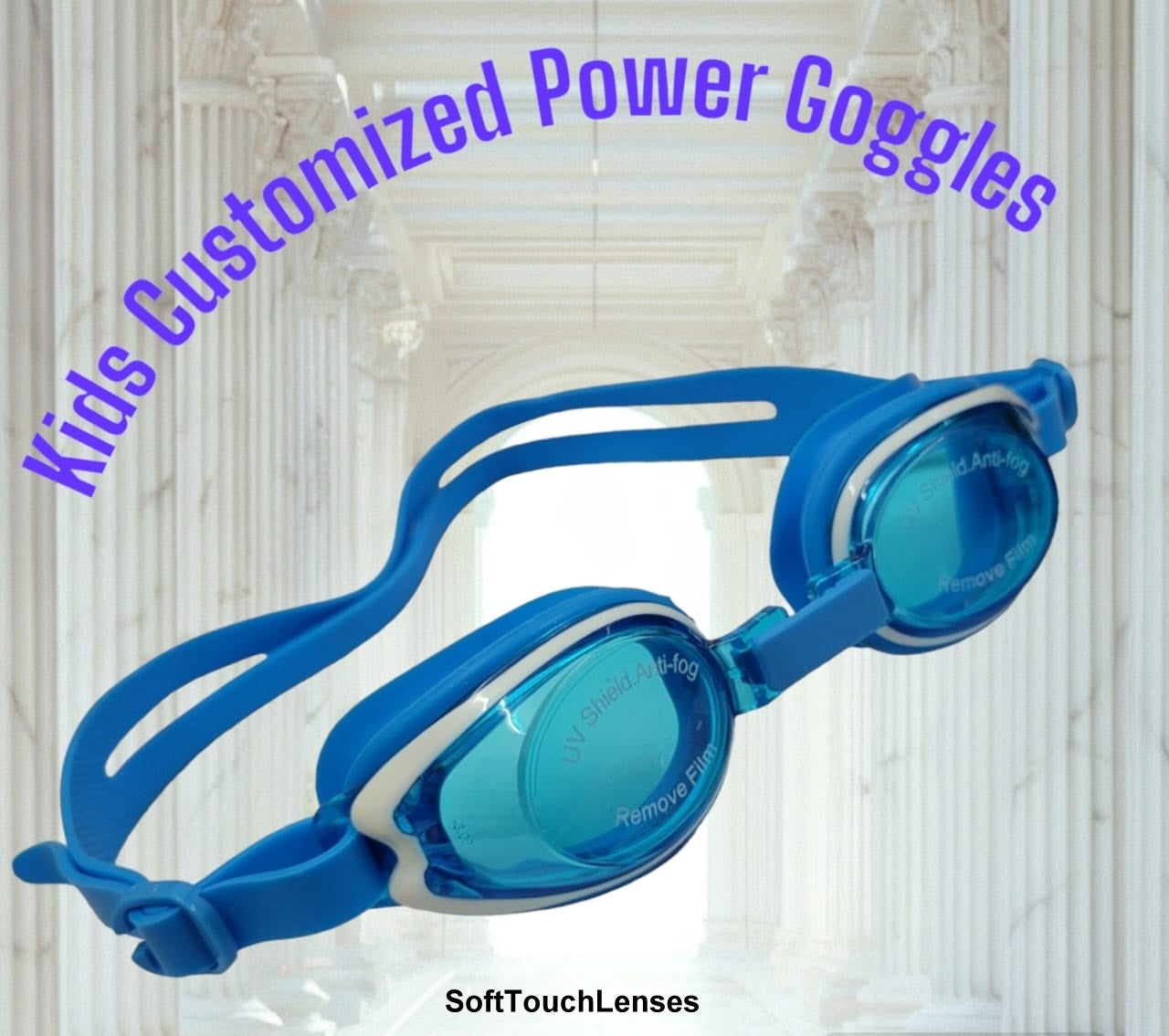 Kids Customized Power Swimming Goggles Rx Prescription Optical Corrective Lenses with UV Protection - ( 3yr to 8yr ) by affaires