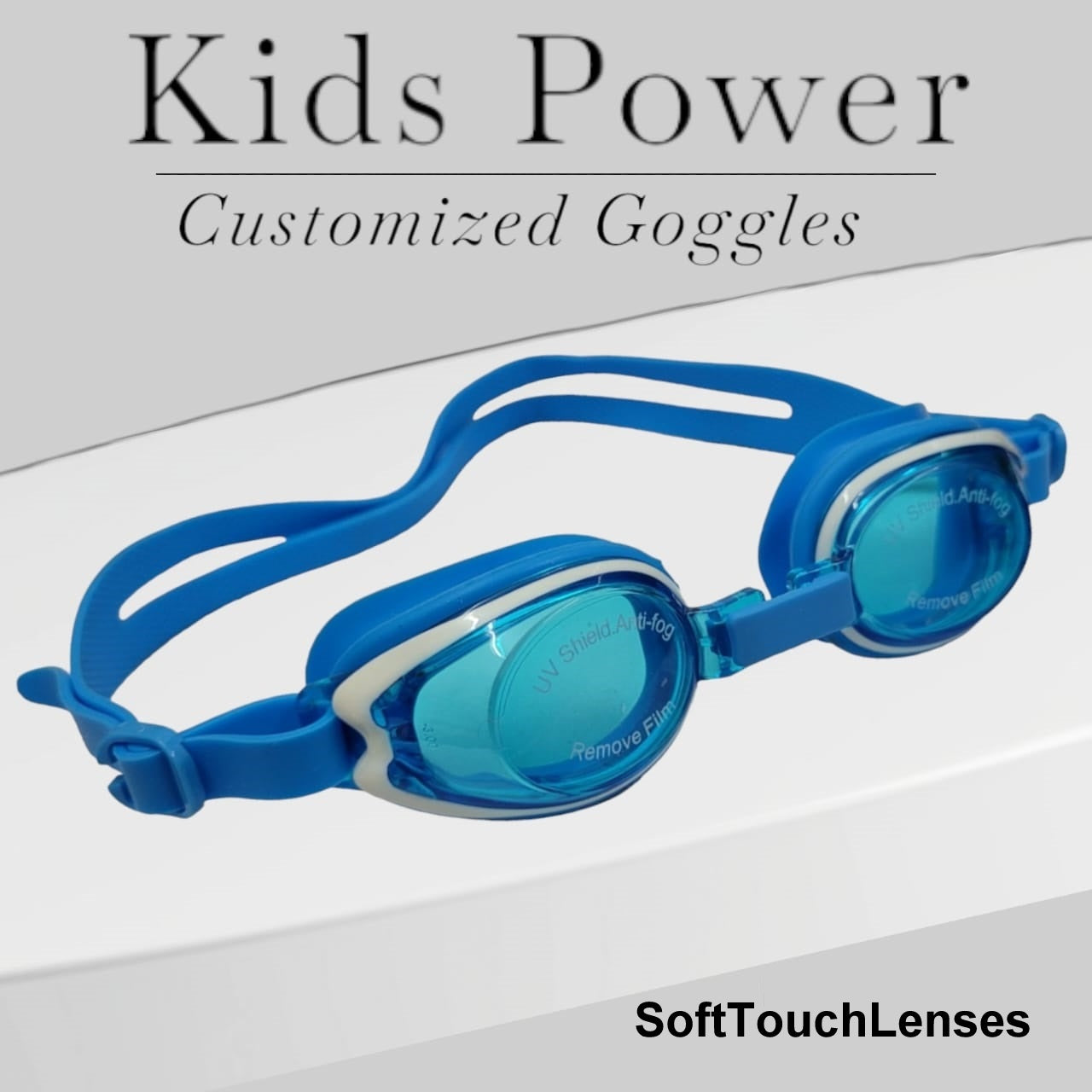 Kids Customized Power Swimming Goggles Rx Prescription Optical Corrective Lenses with UV Protection - ( 3yr to 8yr ) by affaires