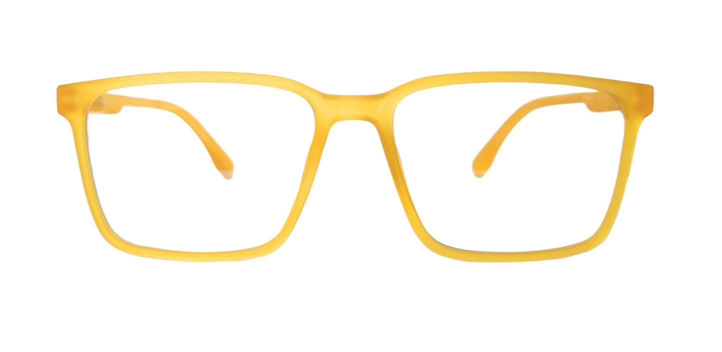 affaires BLU | Zero Power Blue Cut Computer Glasses | Anti Glare, Lightweight & Blocks Harmful Rays | UV Protection Specs | Men & Women | Large | LK 883 | LK-321 - Yellow