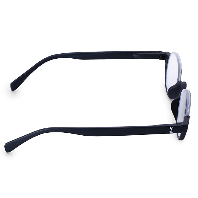 Affaires Black Round Plastic Reading Glasses Designer Round Half-Rimless