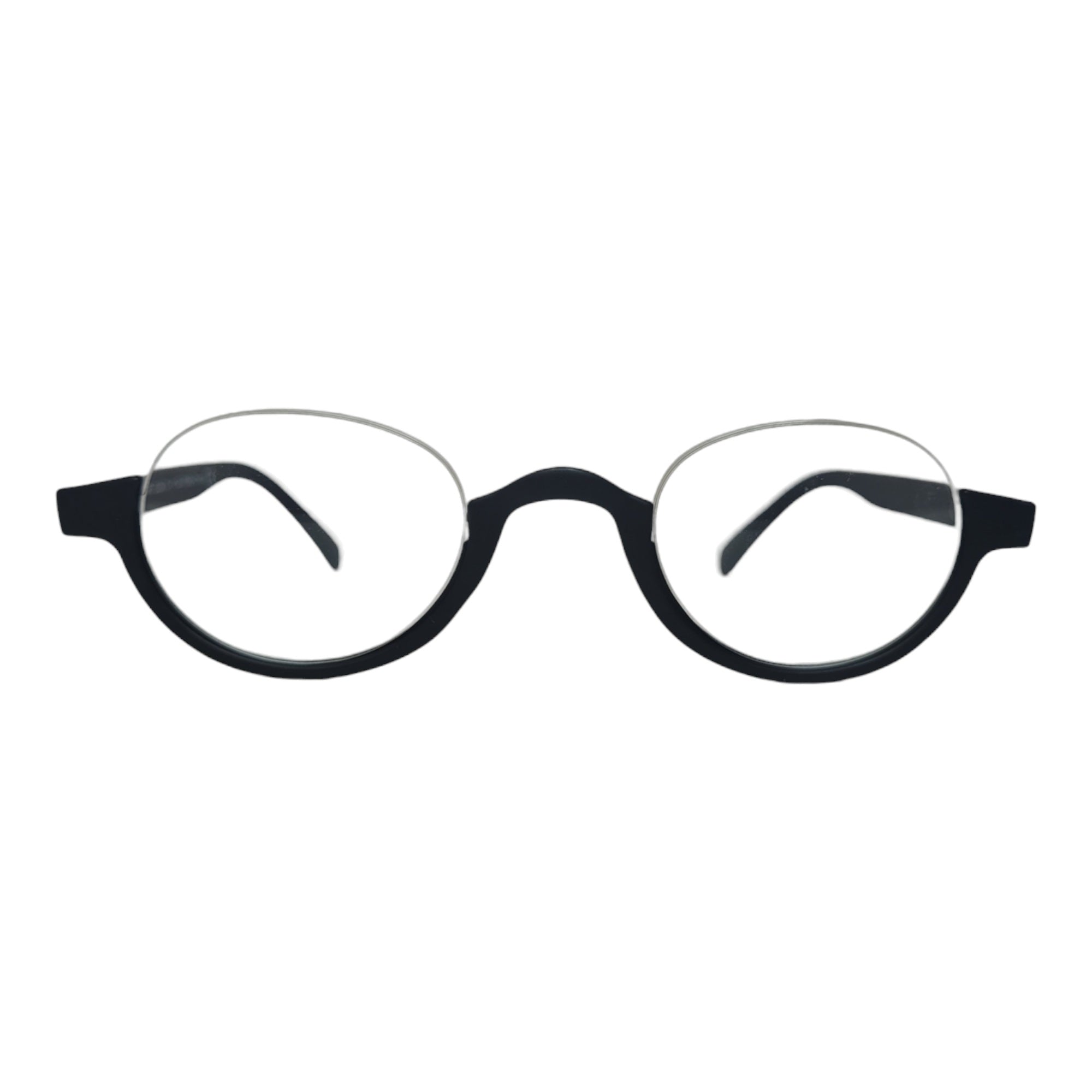 Affaires Black Round Plastic Reading Glasses Designer Round Half-Rimless