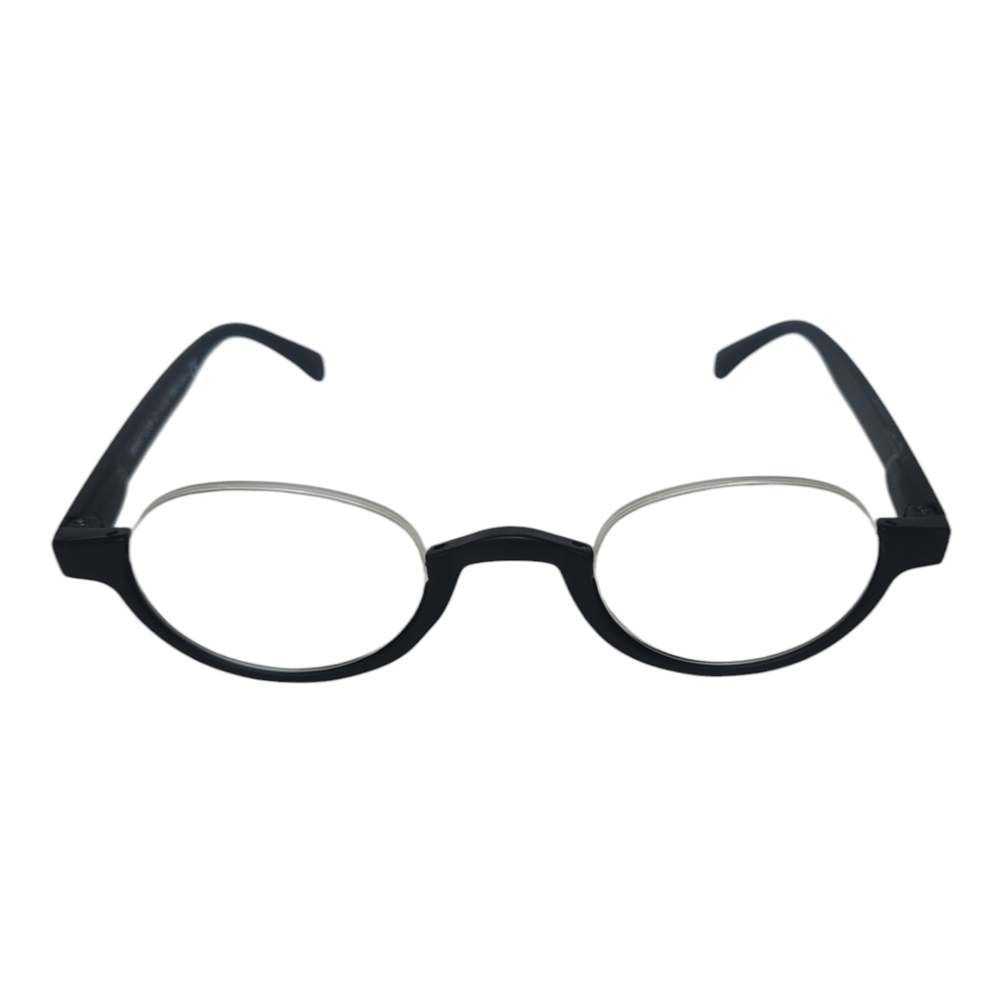 Affaires Black Round Plastic Reading Glasses Designer Round Half-Rimless