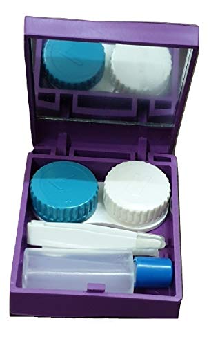 Affaires Contact Lens Travel Kit Case Box Container Holder with Mirror Tweezers and Solution Bottle (PURPLE)