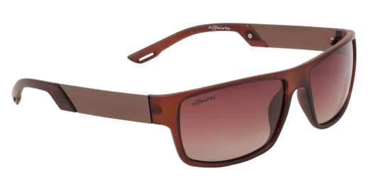 Affaires  Polarized Sunglasses Brown Rectangle Full Rim A-399