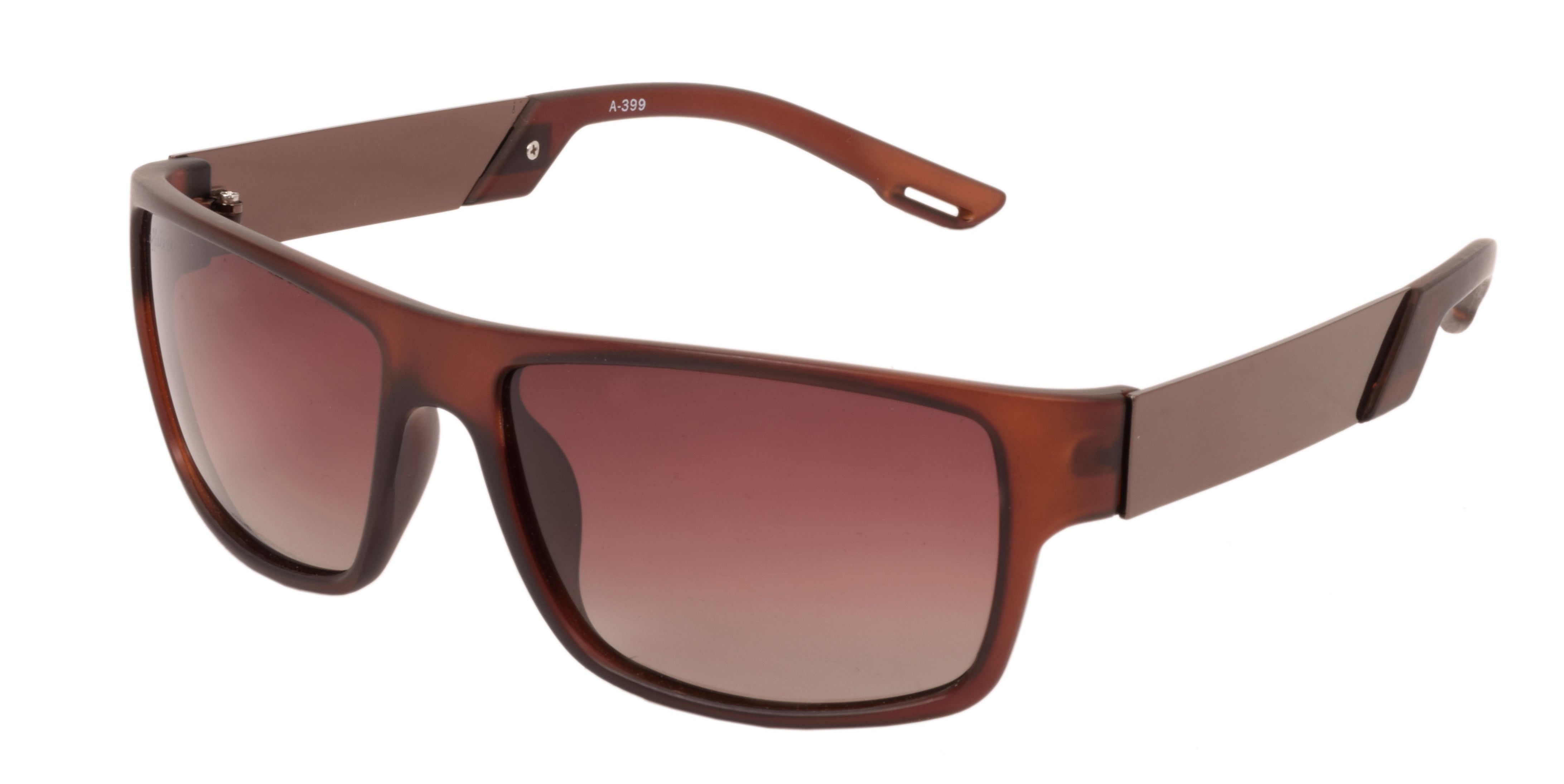 Affaires Polarized Sunglasses Brown Rectangle Full Rim A-399