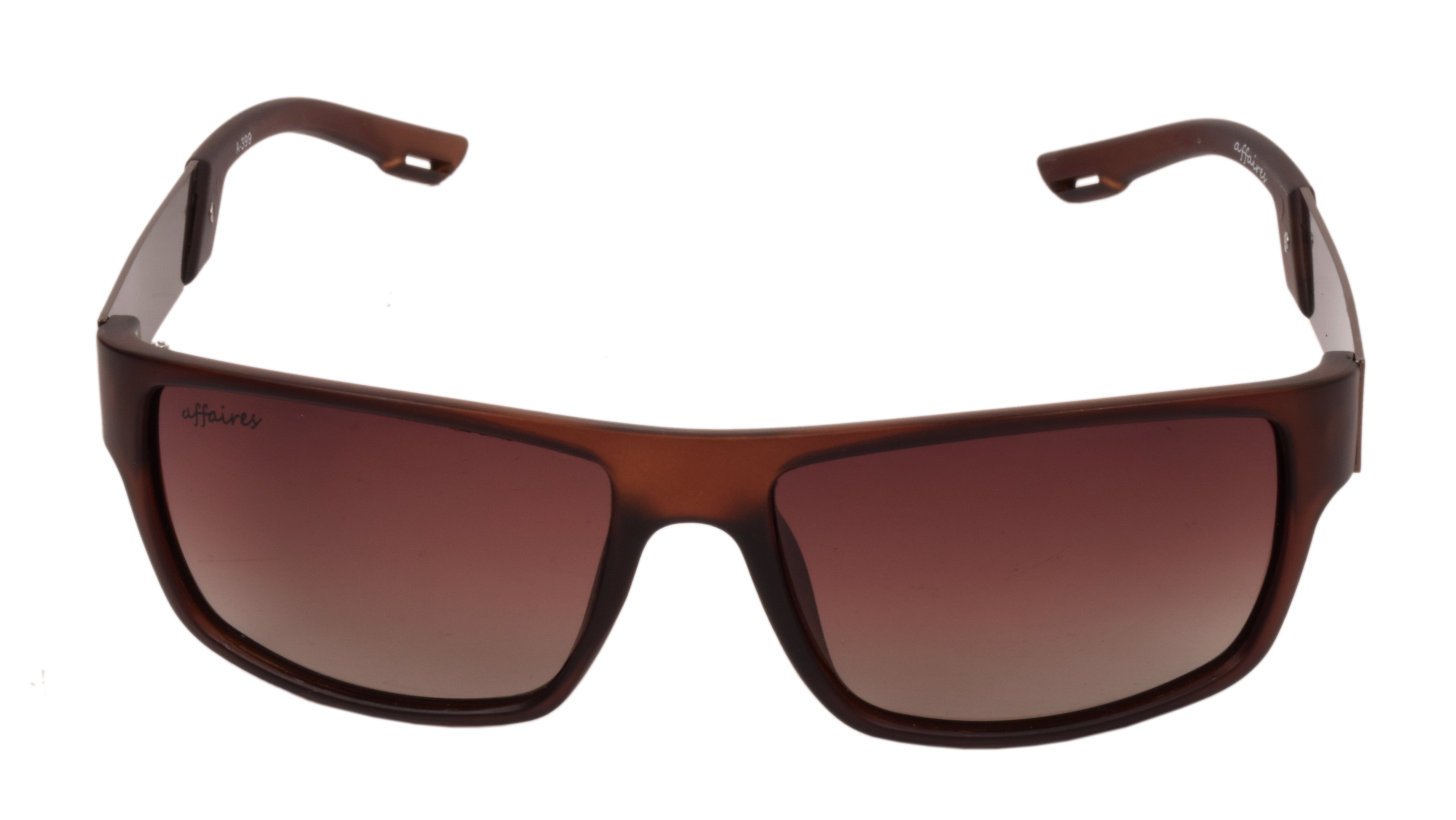 Affaires Polarized Sunglasses Brown Rectangle Full Rim A-399