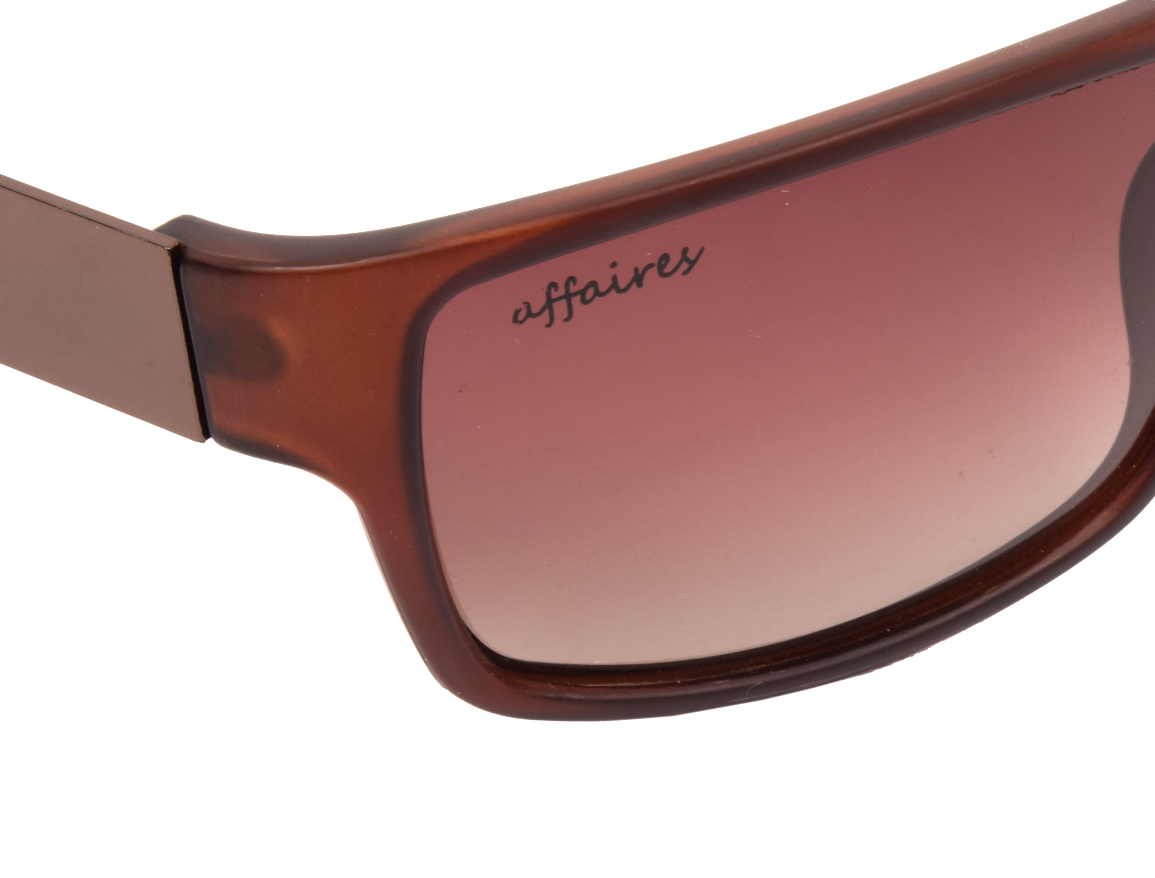 Affaires Polarized Sunglasses Brown Rectangle Full Rim A-399