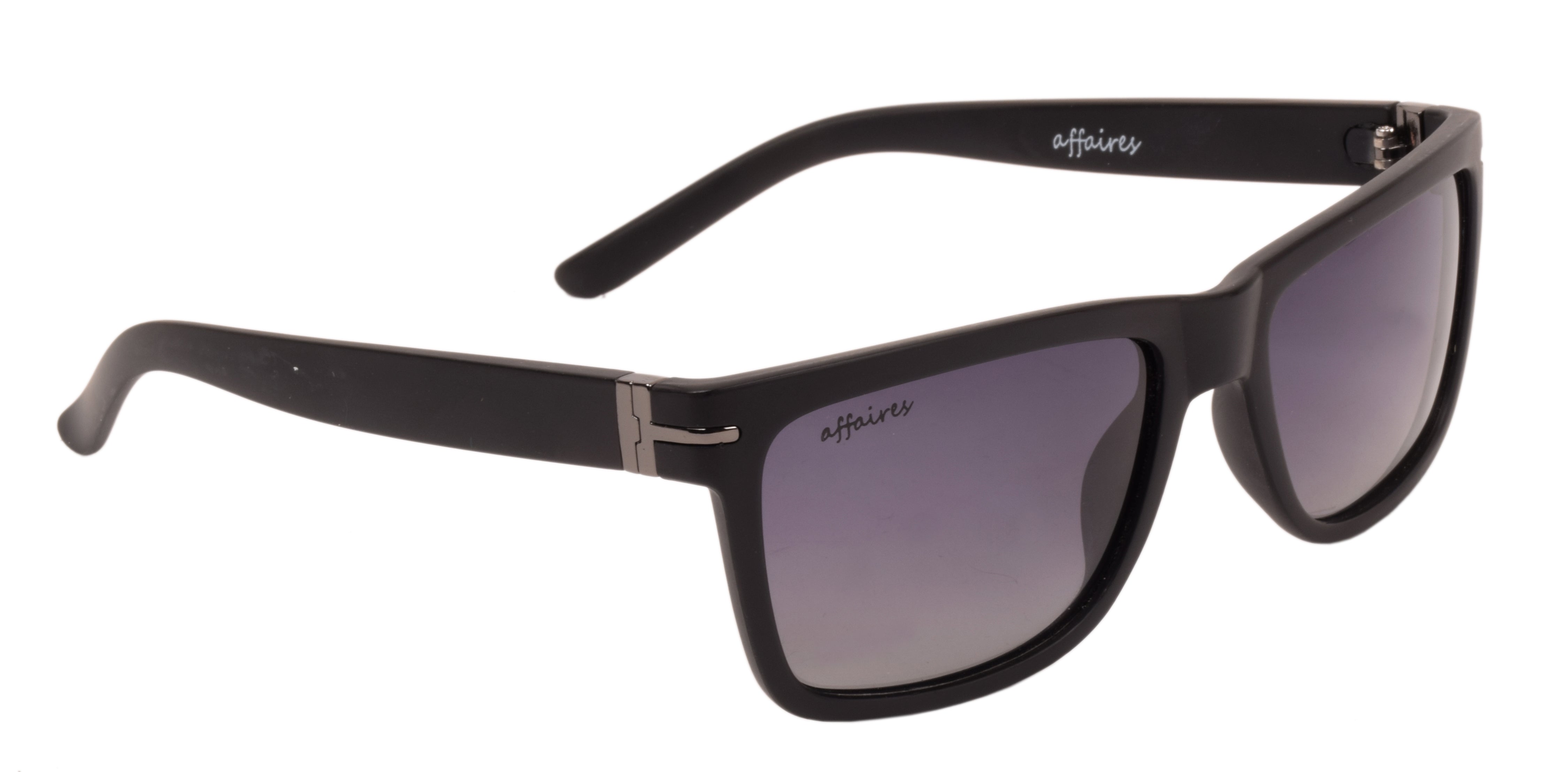 Affaires Polarized Sunglasses Black Rectangle Full Rim A-40