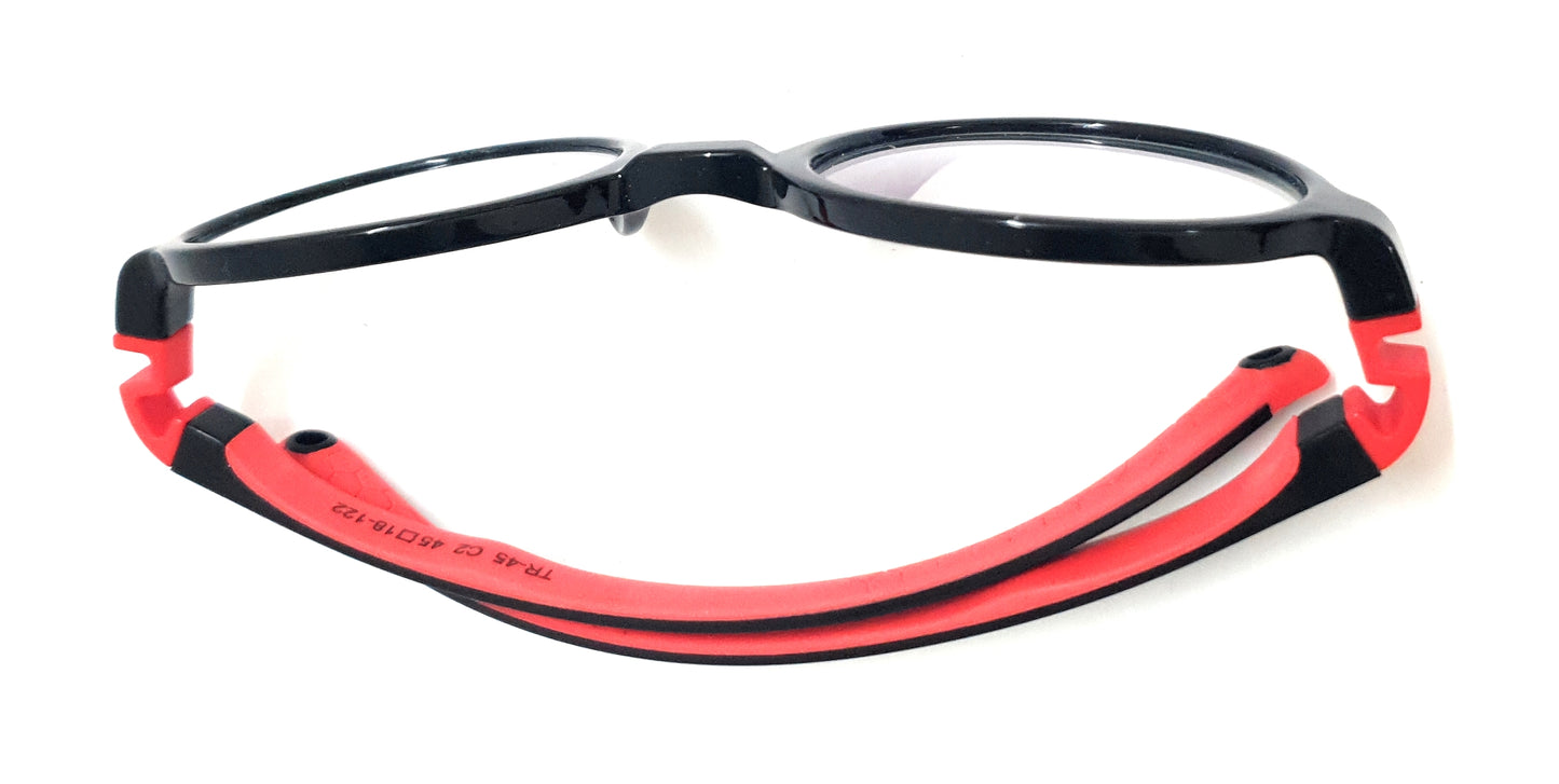 Affaires Kids Blue Light Filter Computer Glasses Flexible Spectacles with anti-reflection for Eye Protection | Zero Power ( TR-45 ) (BC-262) Black-Red