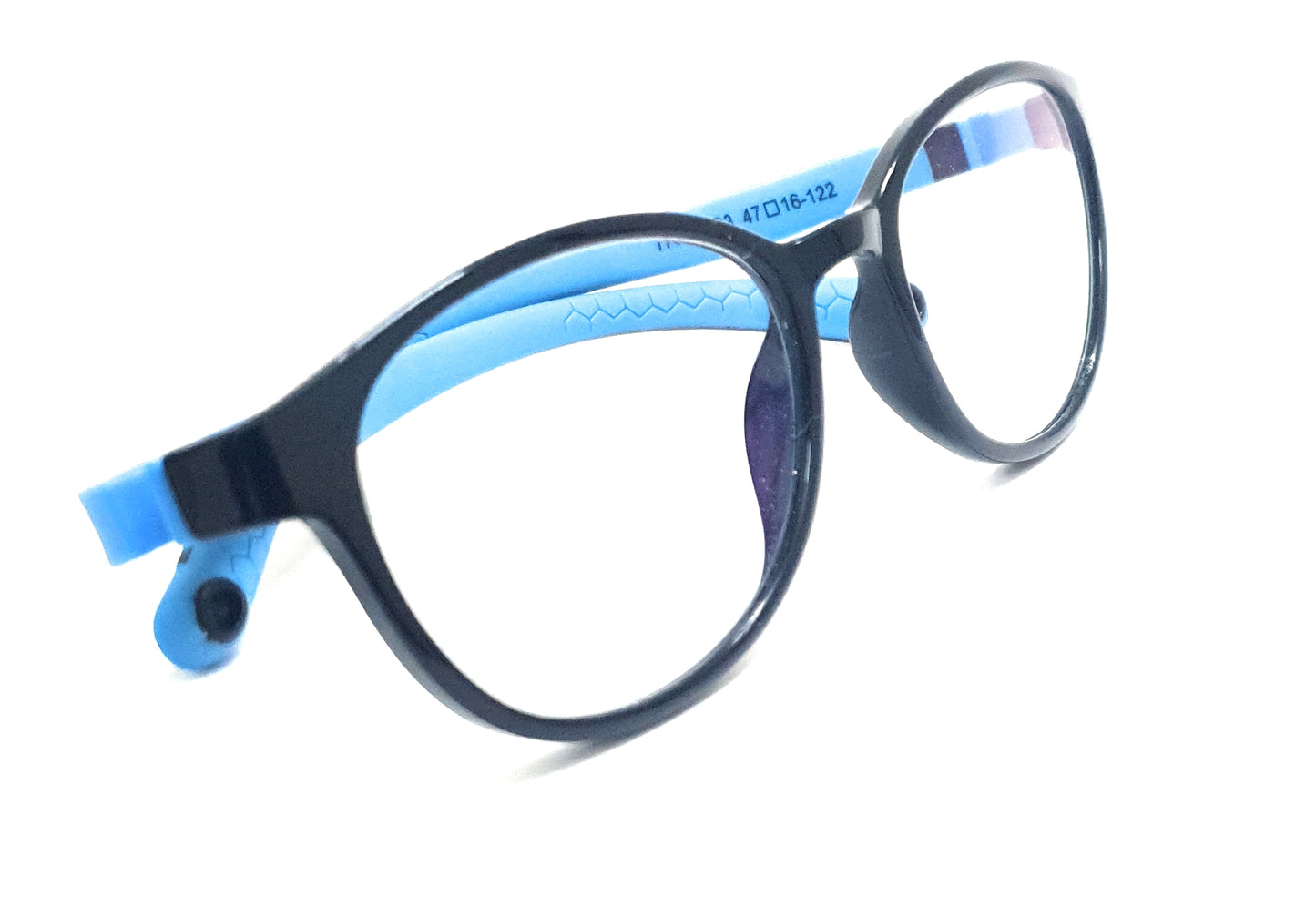 Affaires Kids Blue Light Filter Computer Glasses Flexible Spectacles with anti-reflection for Eye Protection | Zero Power (TR-44) (BC-273) Black-Blue