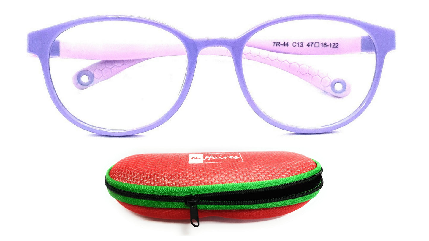 Affaires Kids Blue Light Filter Computer Glasses Flexible Spectacles with anti-reflection for Eye Protection | Zero Power ( TR-44 ) (BC-274) Purple