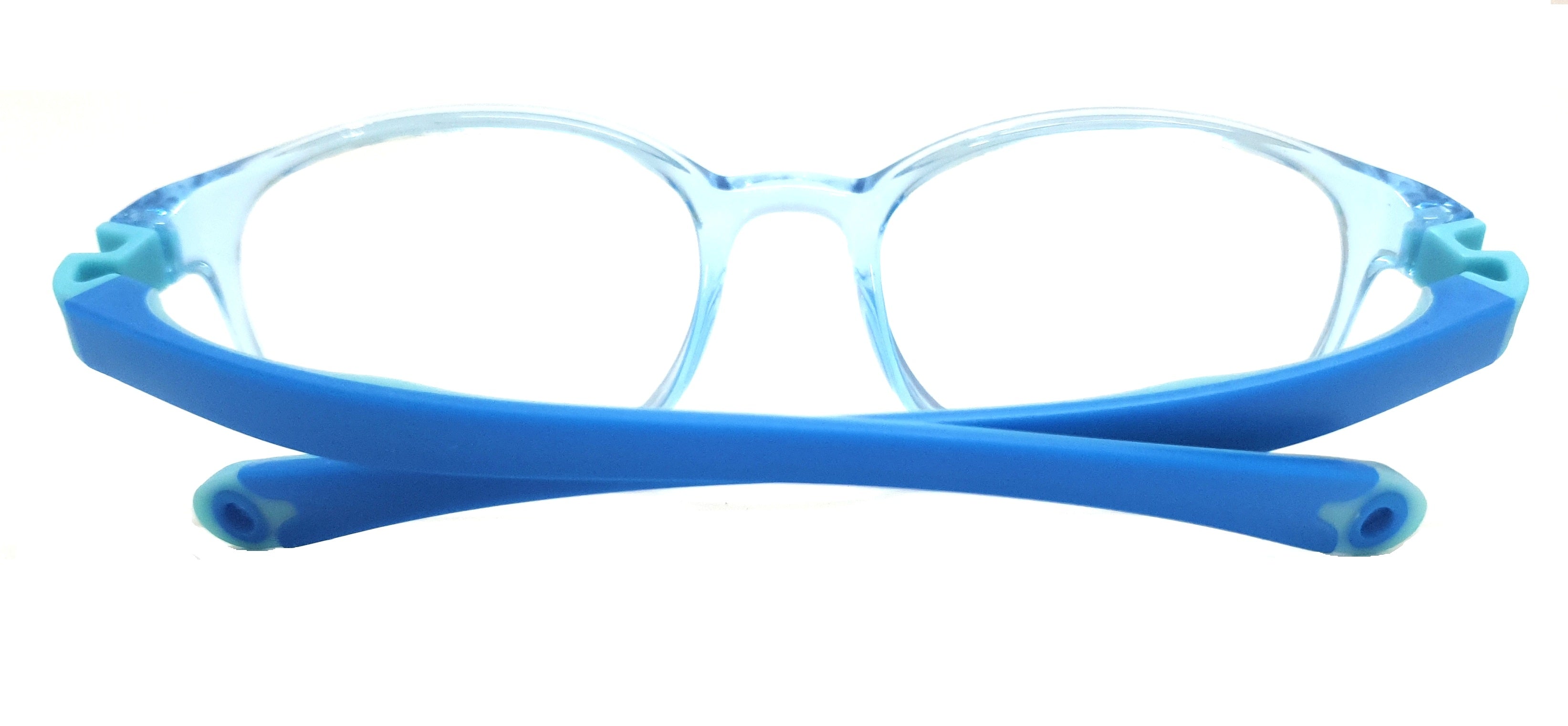 Affaires Kids Blue Light Filter Computer Glasses in blue with flexible frames and anti-reflection transparent lenses for eye protection.