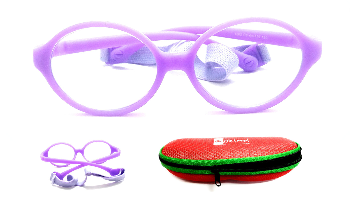 Affaires Blue Ray Block glasses Frames for Kids, Flexible, Bendable, No Screws, Glasses with anti-reflection | BC-277 (Purple)