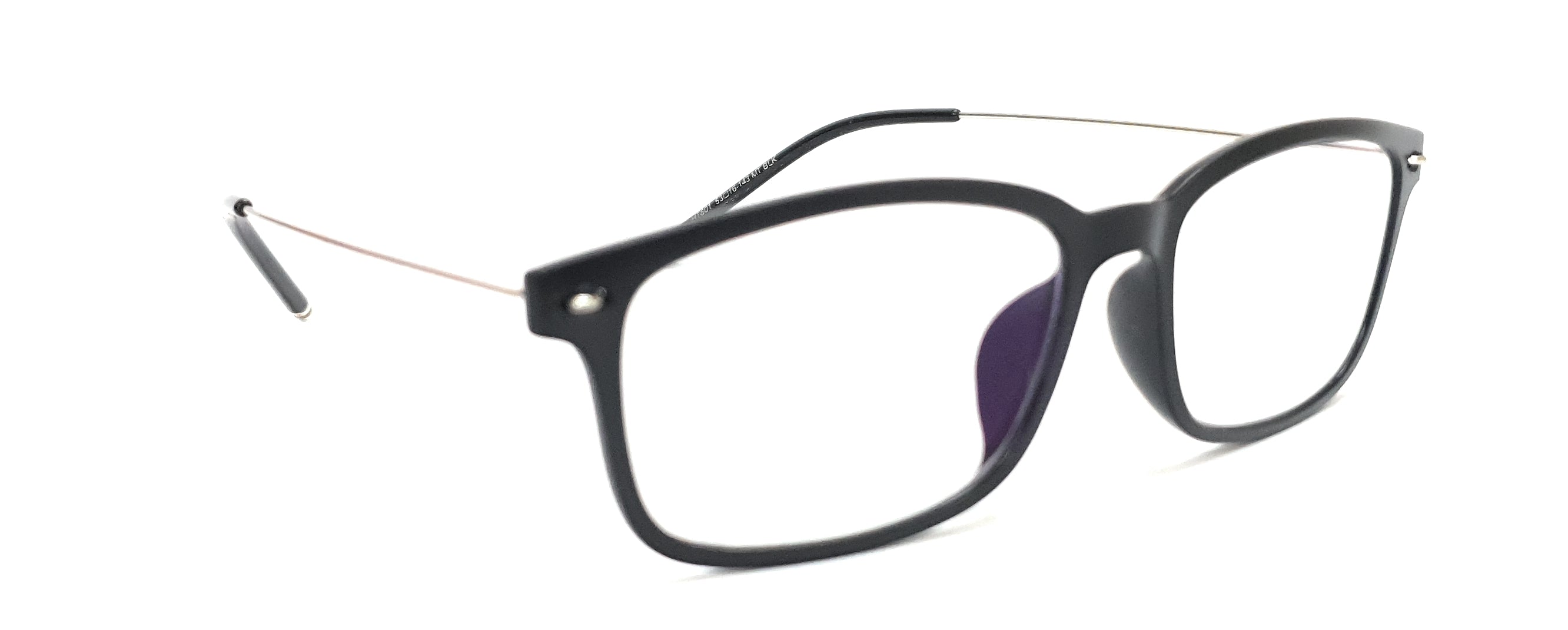 Affaires Black Rectangle Light Spectacles BC-123 Black Matte