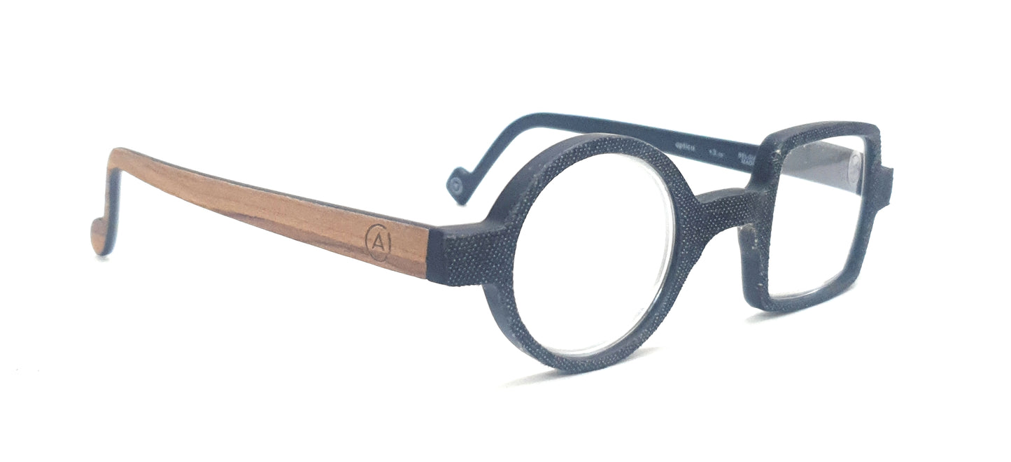 Affaires Trendy One Round One Square Reading Glasses Frame Unique Premium Eyewear – ROY ( Black – Brown )
