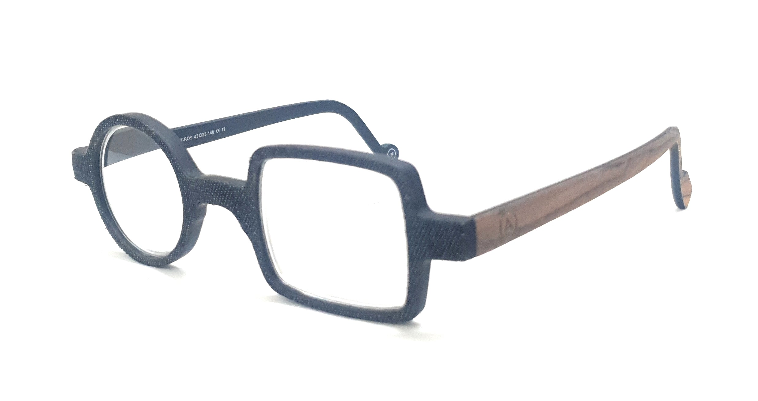 Affaires Trendy One Round One Square Spectacles Glasses Frame Unique Premium Eyewear – ROY ( Black – Brown )