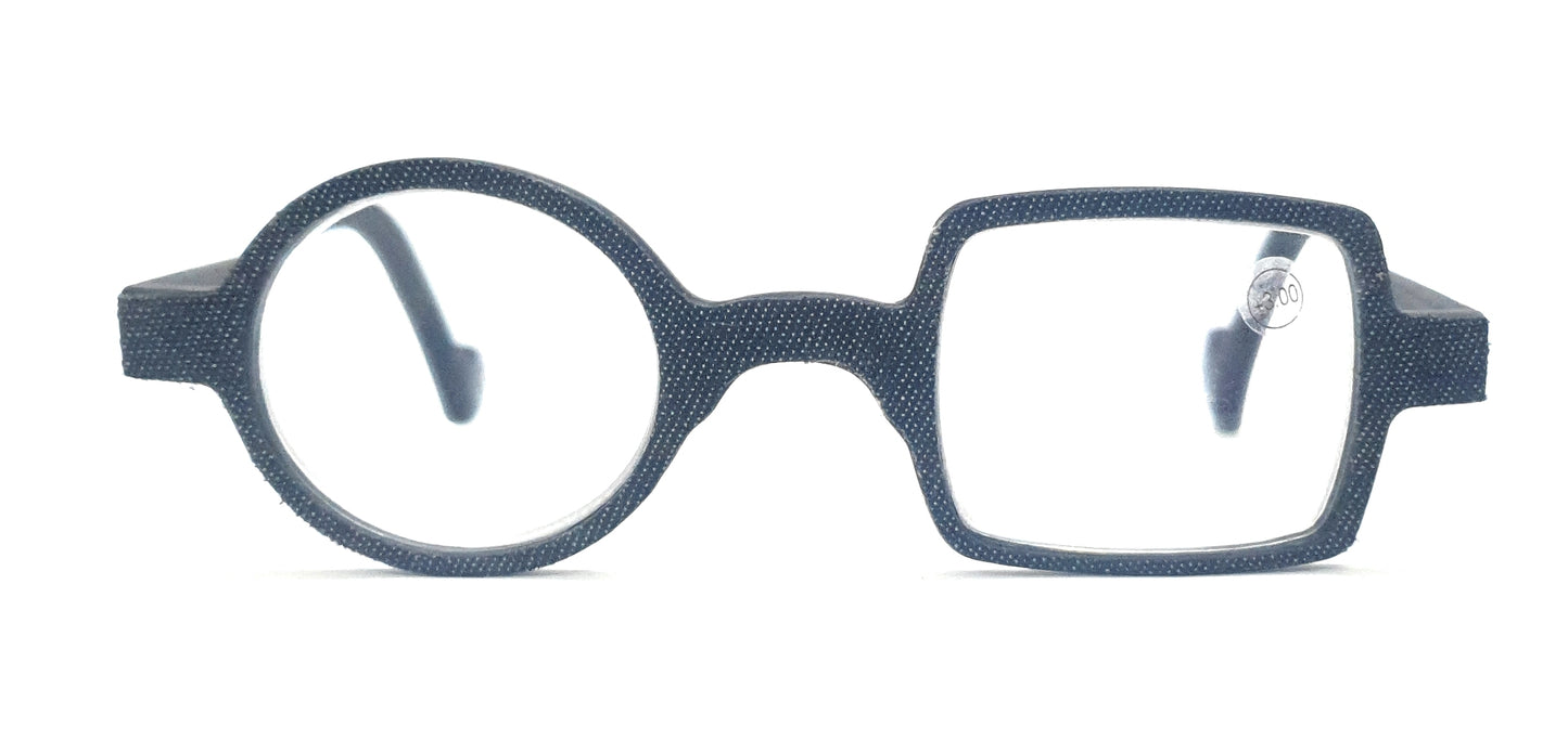 Affaires Trendy One Round One Square Reading Glasses Frame Unique Premium Eyewear – ROY ( Black – Brown )