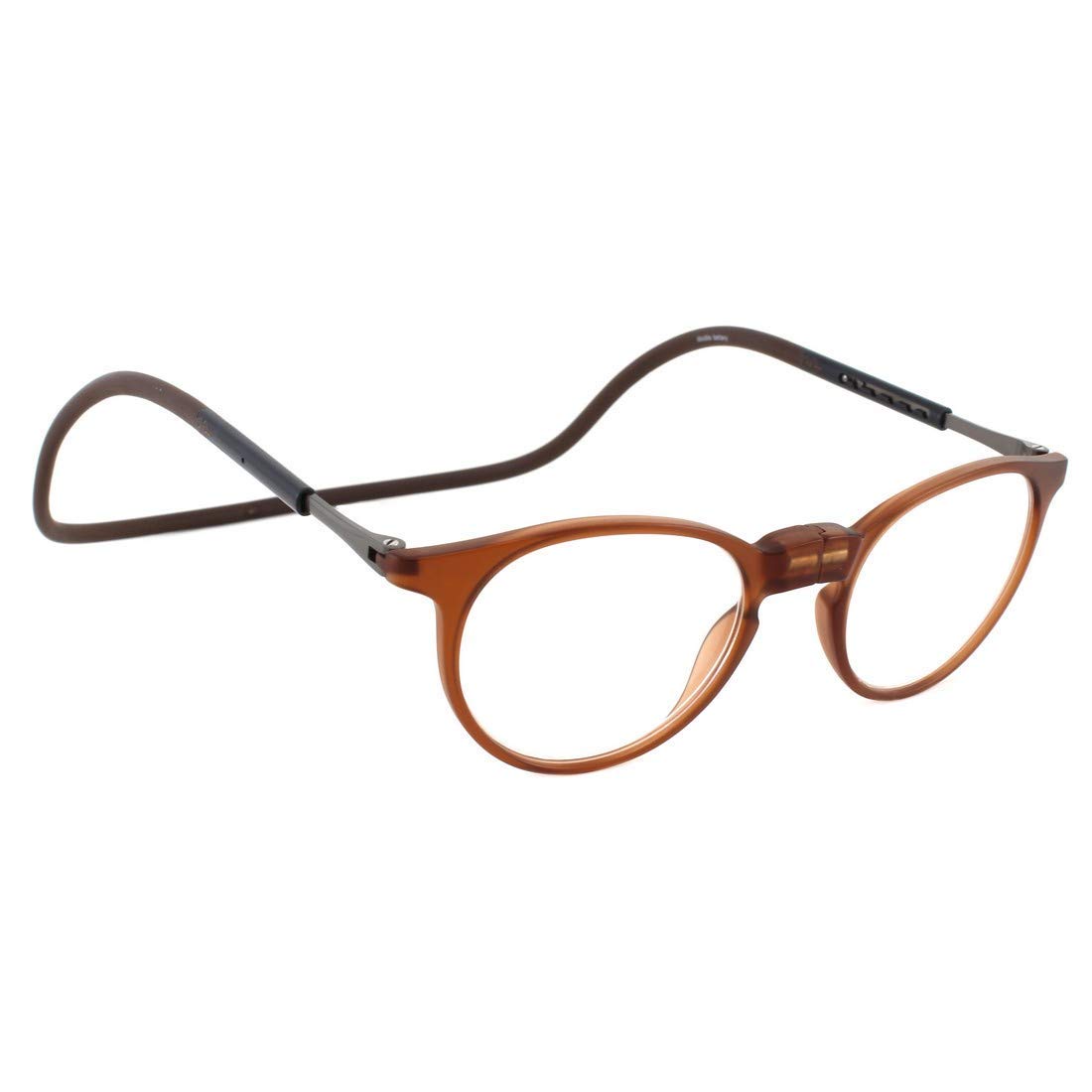 Round Magnetic Easyflex Reading Spectacle Glasses Suitable For Near Vision Color Brown
