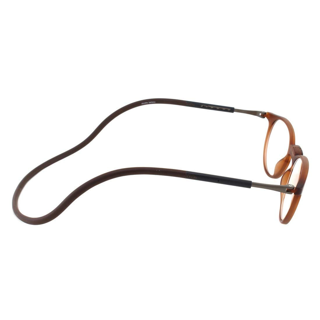 Round Magnetic Easyflex Reading Spectacle Glasses Suitable For Near Vision Color Brown