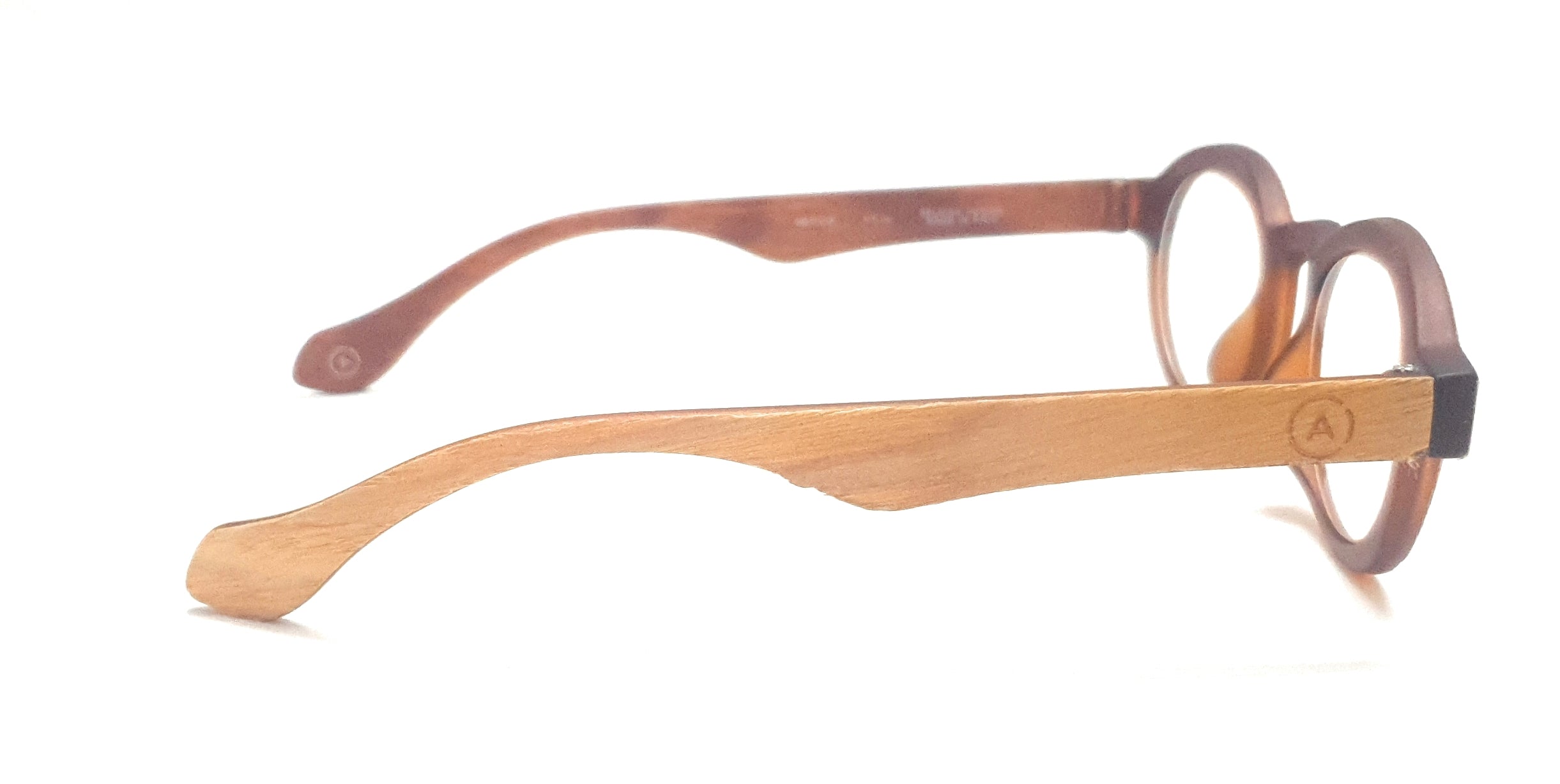 Affaires Round Wooden Finish Reading Eyeglasses Suitable For Near Vision With Soft Sleeve Case ( Woodie / Maple Brown )