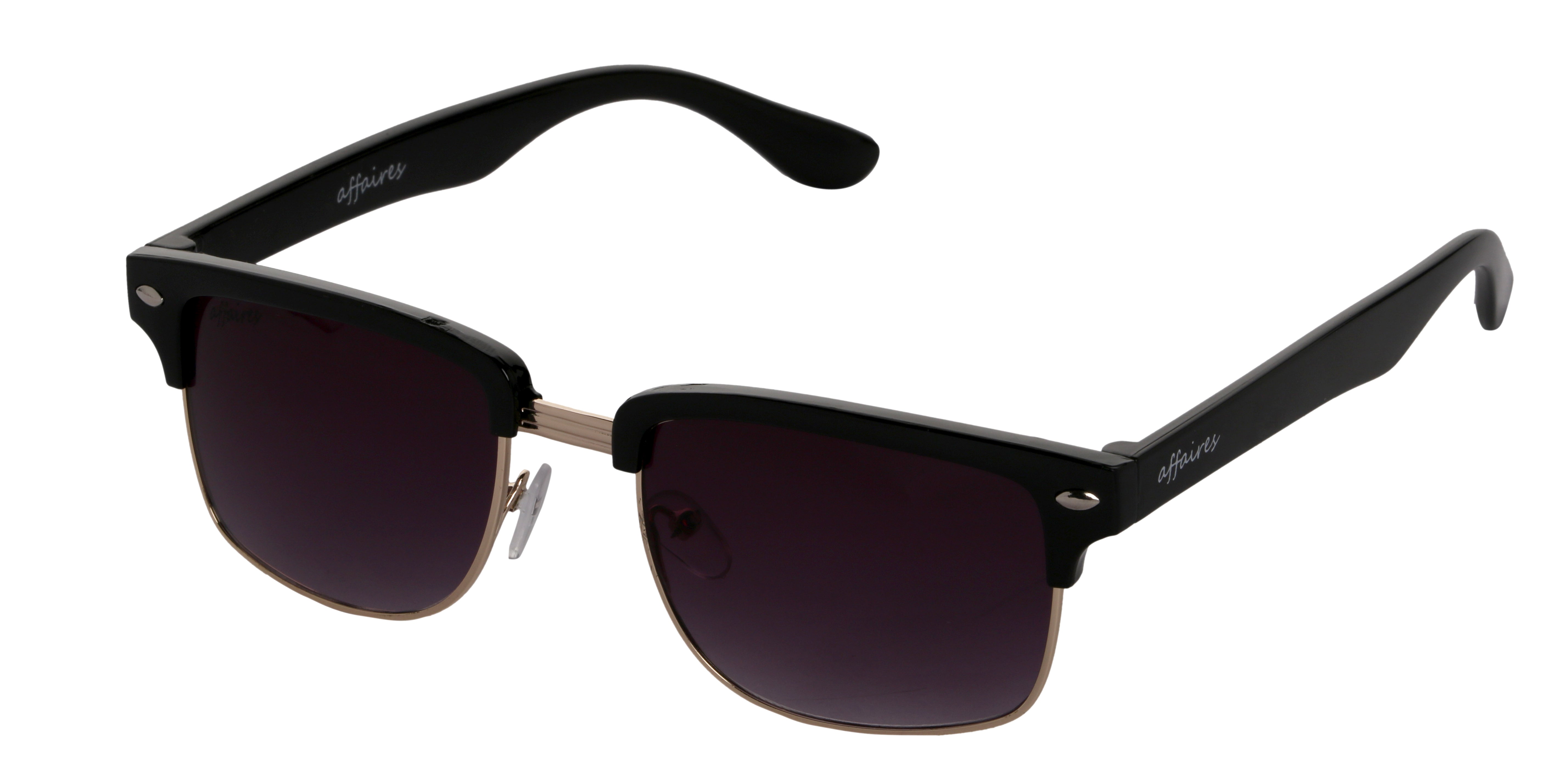 Affaires Sunglasses Fashionable Square Unisex A-422 (Black)