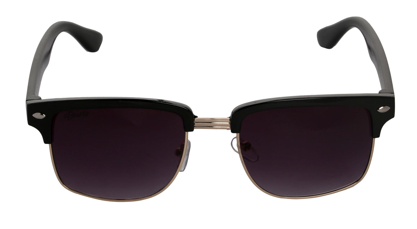 Affaires Sunglasses Fashionable Square Unisex A-422 (Black)