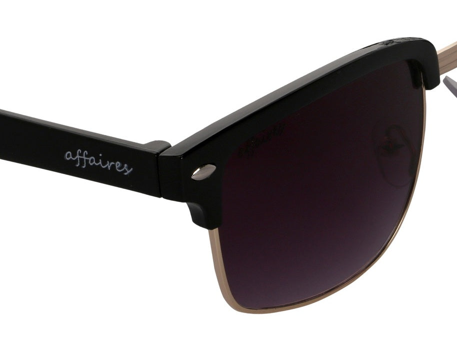 Affaires Sunglasses Fashionable Square Unisex A-422 (Black)