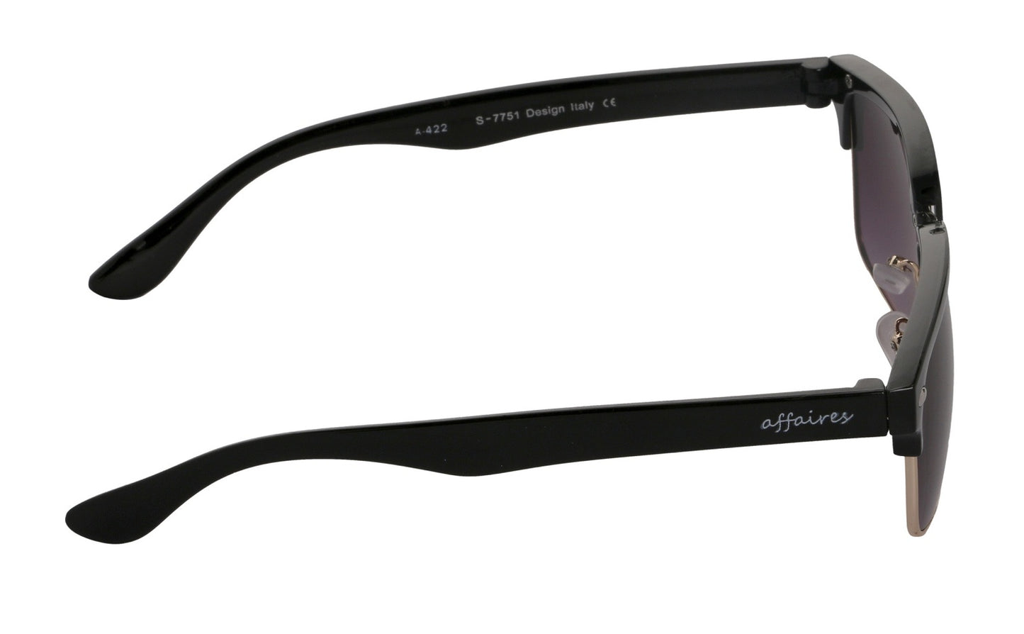 Affaires Sunglasses Fashionable Square Unisex A-422 (Black)