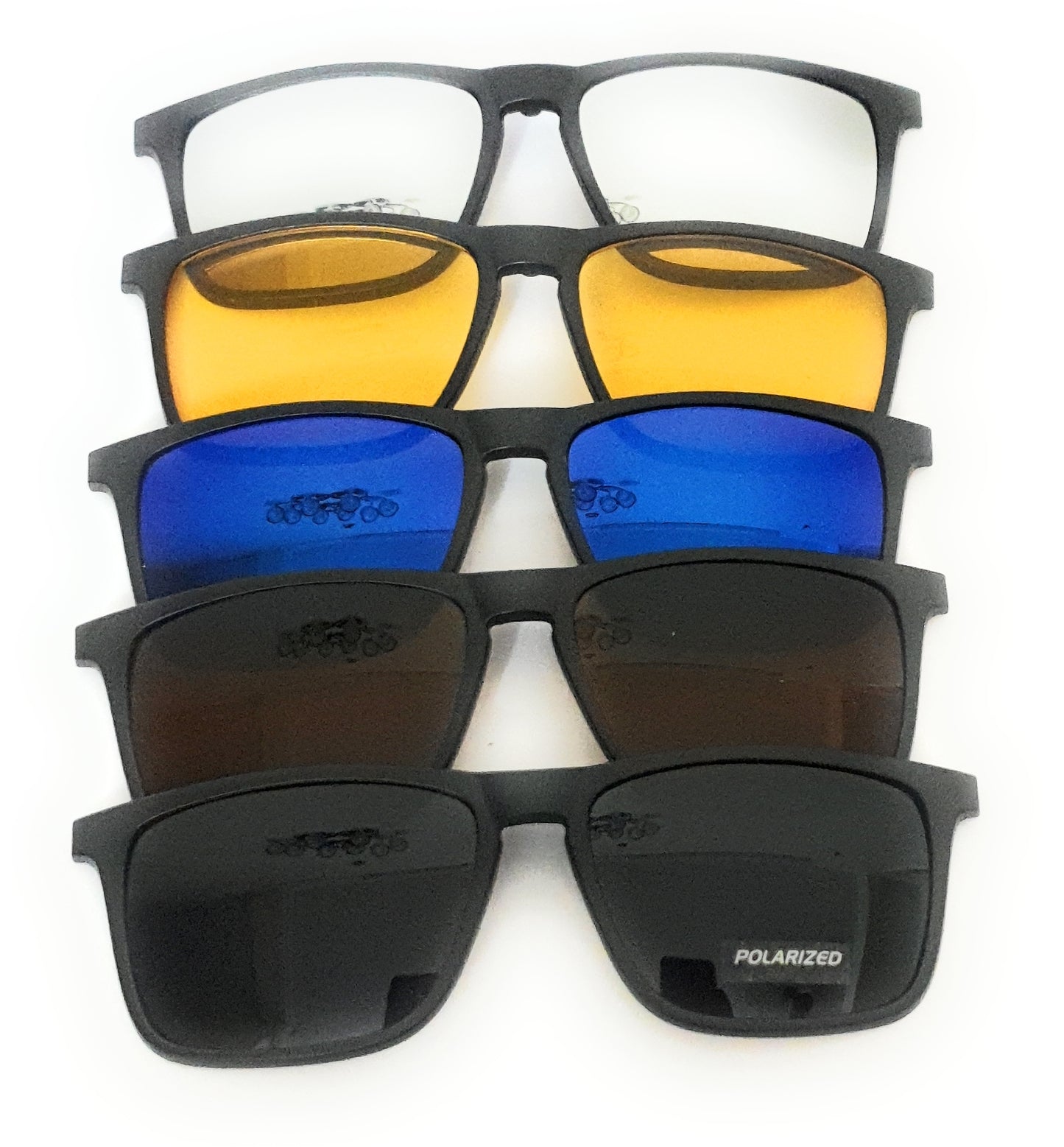 Blue Block Computer Glasses with anti-reflection Magnetic 5Pcs Polarized Clip-on Sunglasses Plastic Frame with | Zero Power (495) BC-187