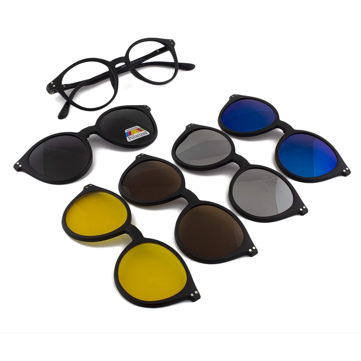 Magnetic 5Pcs Clip-on Blue Block Computer Glasses with anti-reflection | Polarized Clip-on Frame with Zero Power (2285) BC-188