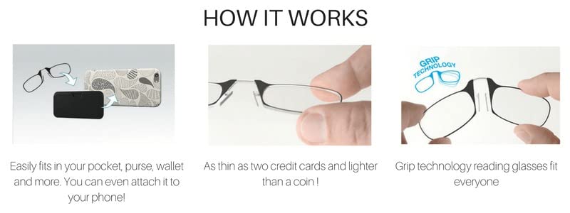 Affaires Ultra Thiner Portable Mobile Sticking Reading Glasses For Men & Women | Mobile & Computer reading glasses Powers from +1 to +3