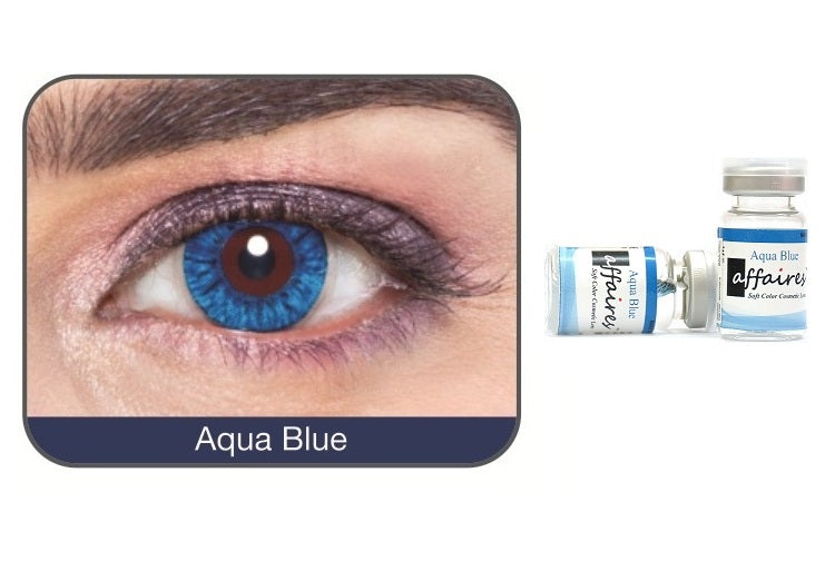 Affaires Aqua Blue Contact Lenses, One Tone Blue Lenses