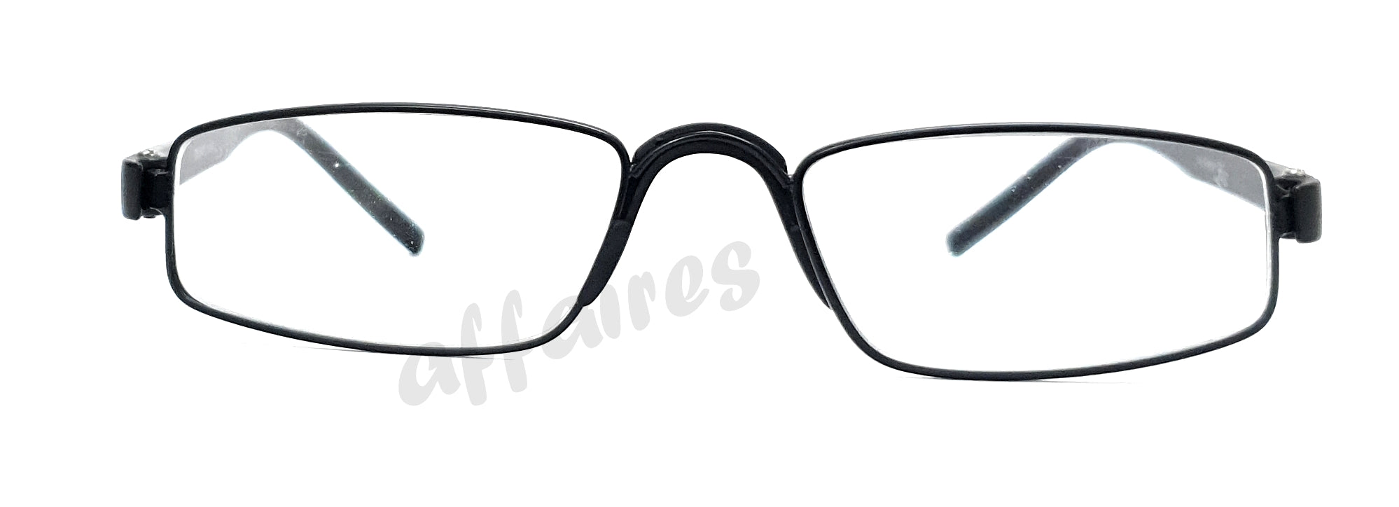 Black rectangle reading glasses with nose pad