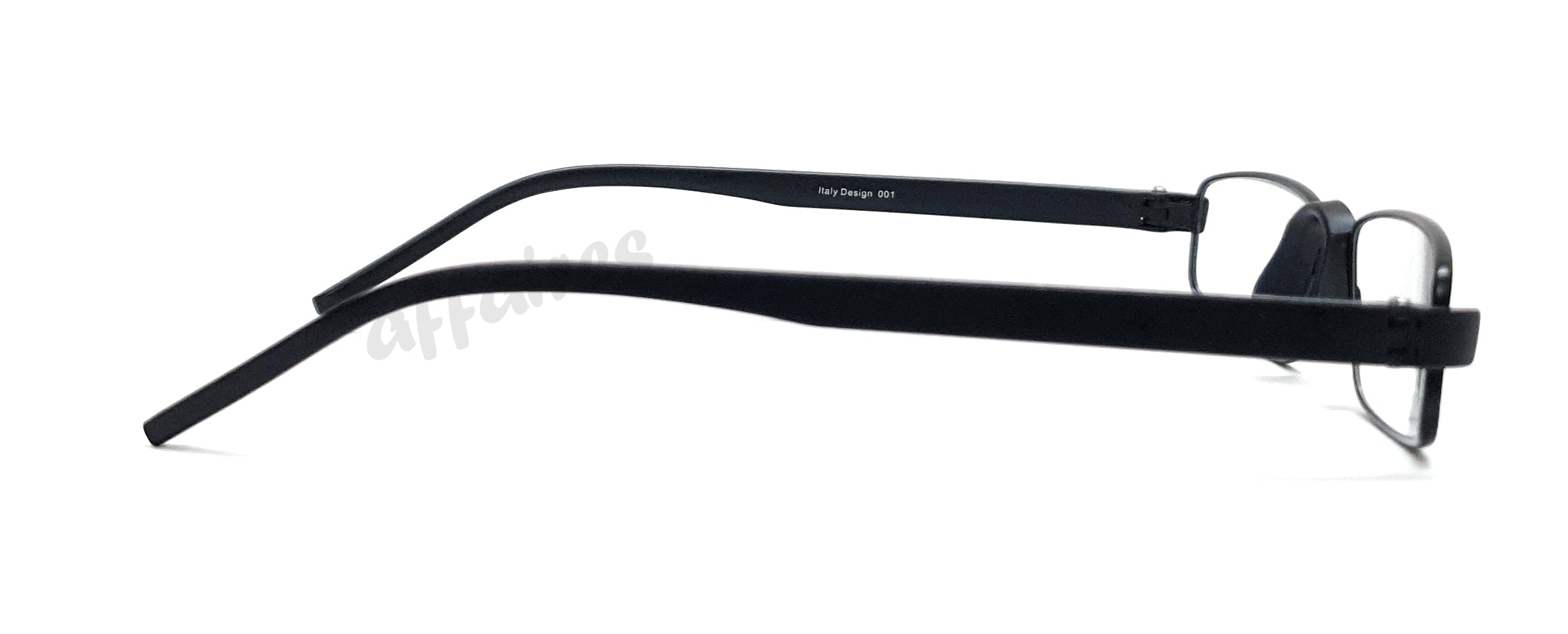 Black rectangle reading glasses with nose pad