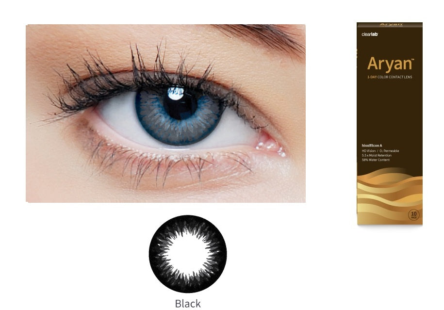 Aryan 1-Day Color Contact Lenses Disposable Contact Lens Black (10pcs in a Box)