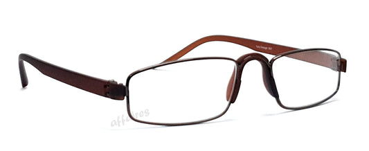 Affaires Reading Glass Fix Nose Pad Unisex Rectangle Full Rim Power Reading Spectacle Glasses for Near Vision Color Brown