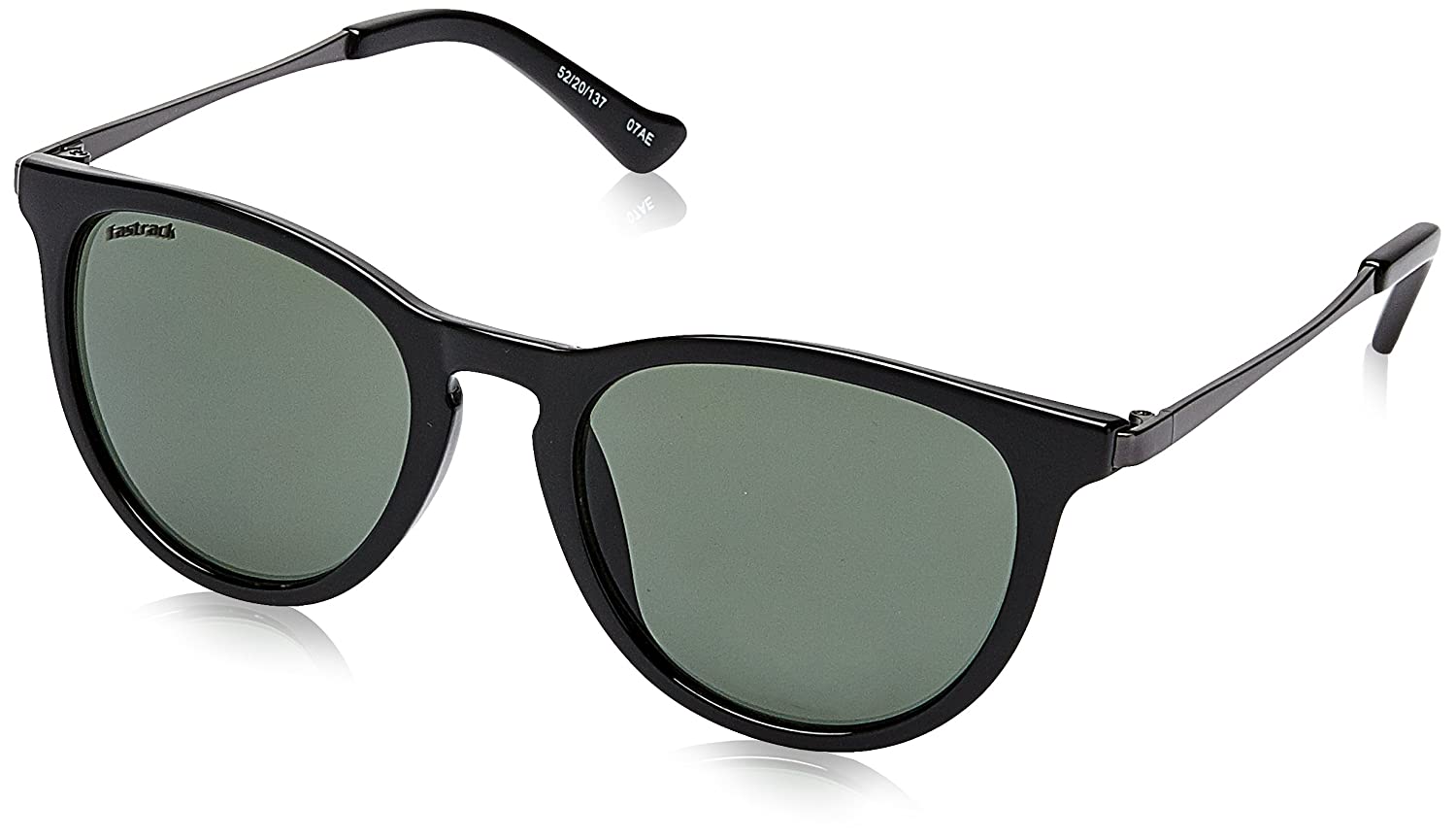 Fastrack Rounds Sunglasses Black Frame Green Lens C086GR2