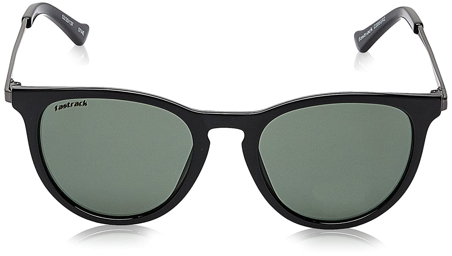 Fastrack Rounds Sunglasses Black Frame Green Lens C086GR2