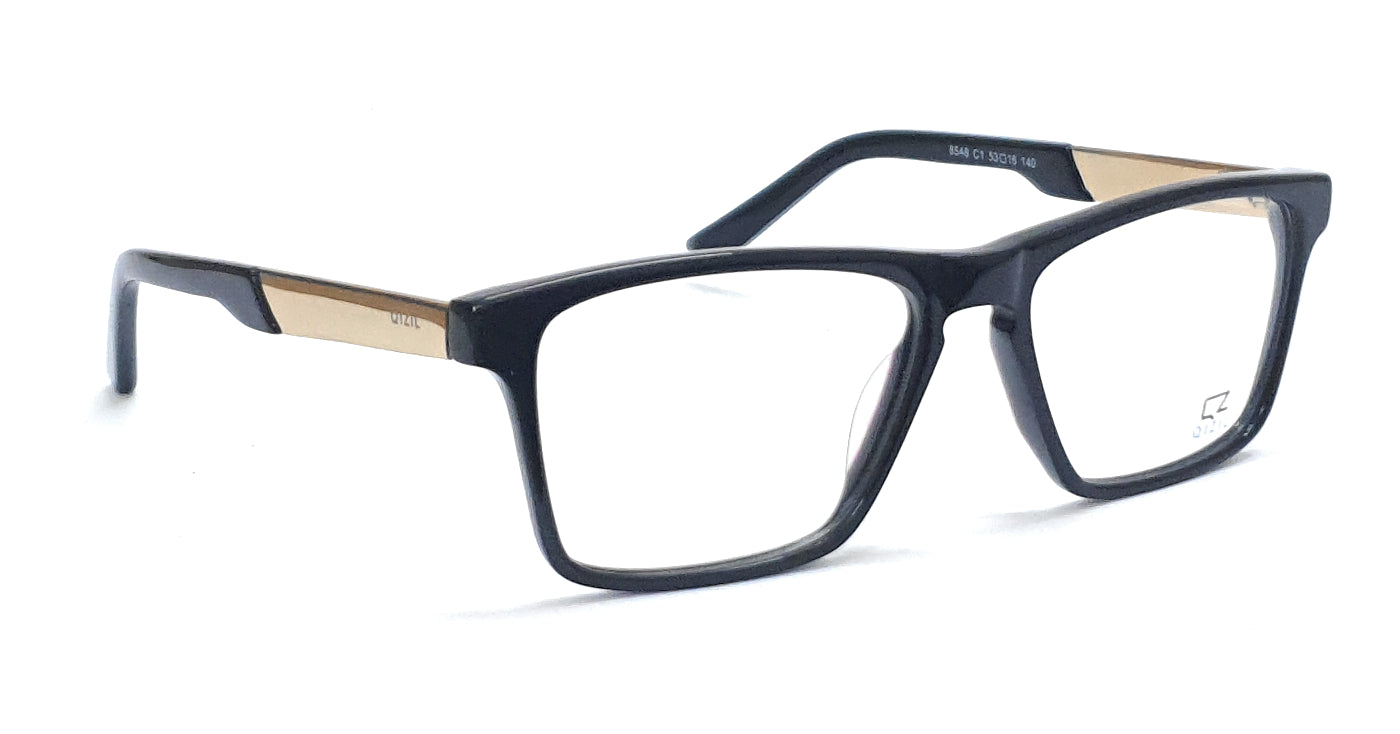 Elegant black and golden rectangle spectacles