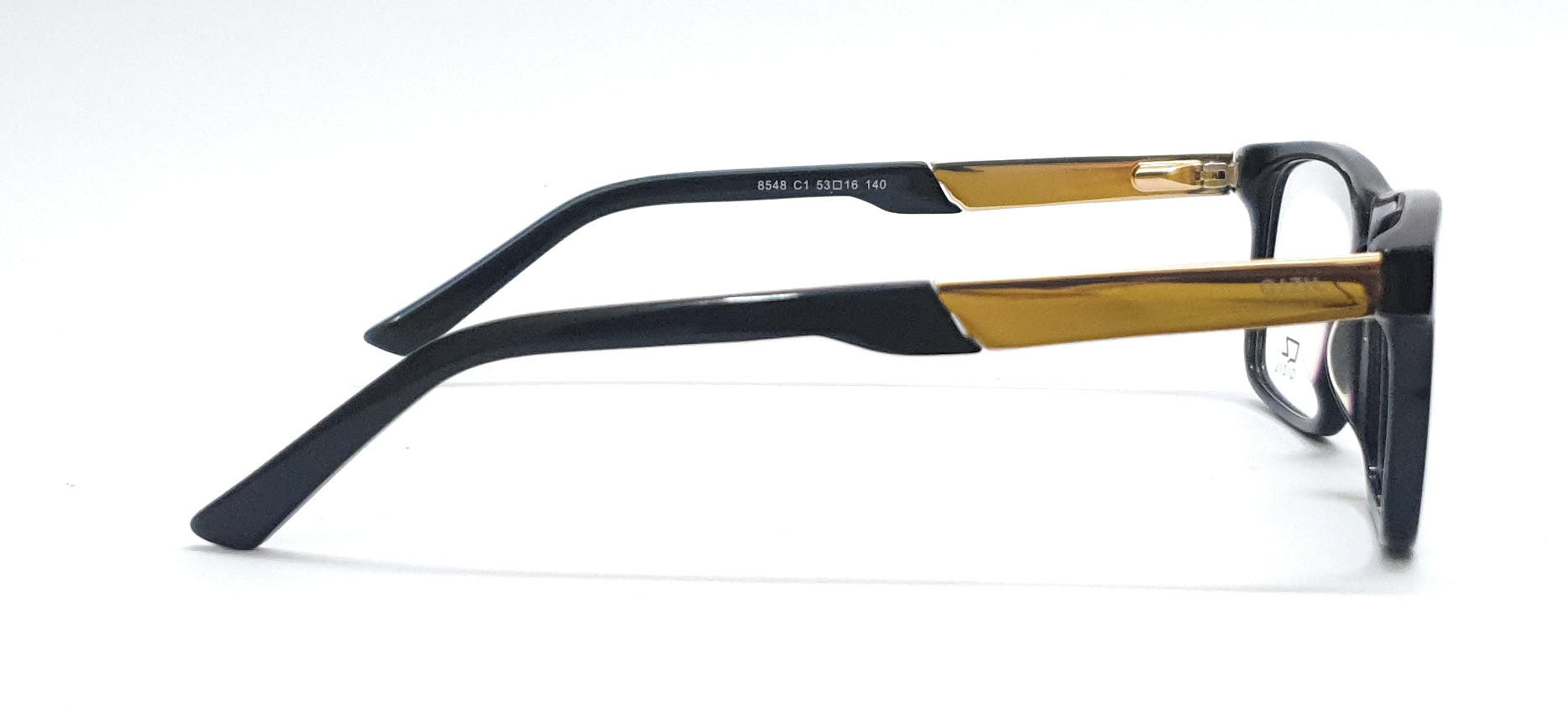 Elegant black and golden rectangle spectacles