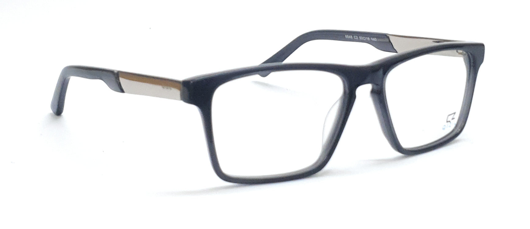 Stylish black and silver rectangle spectacles