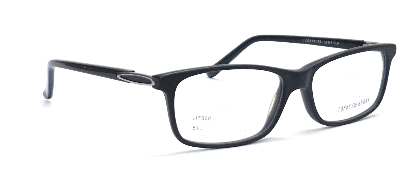 Tommy Brown Eyeglasses Rectangle Spectacle HT500 Black Matte