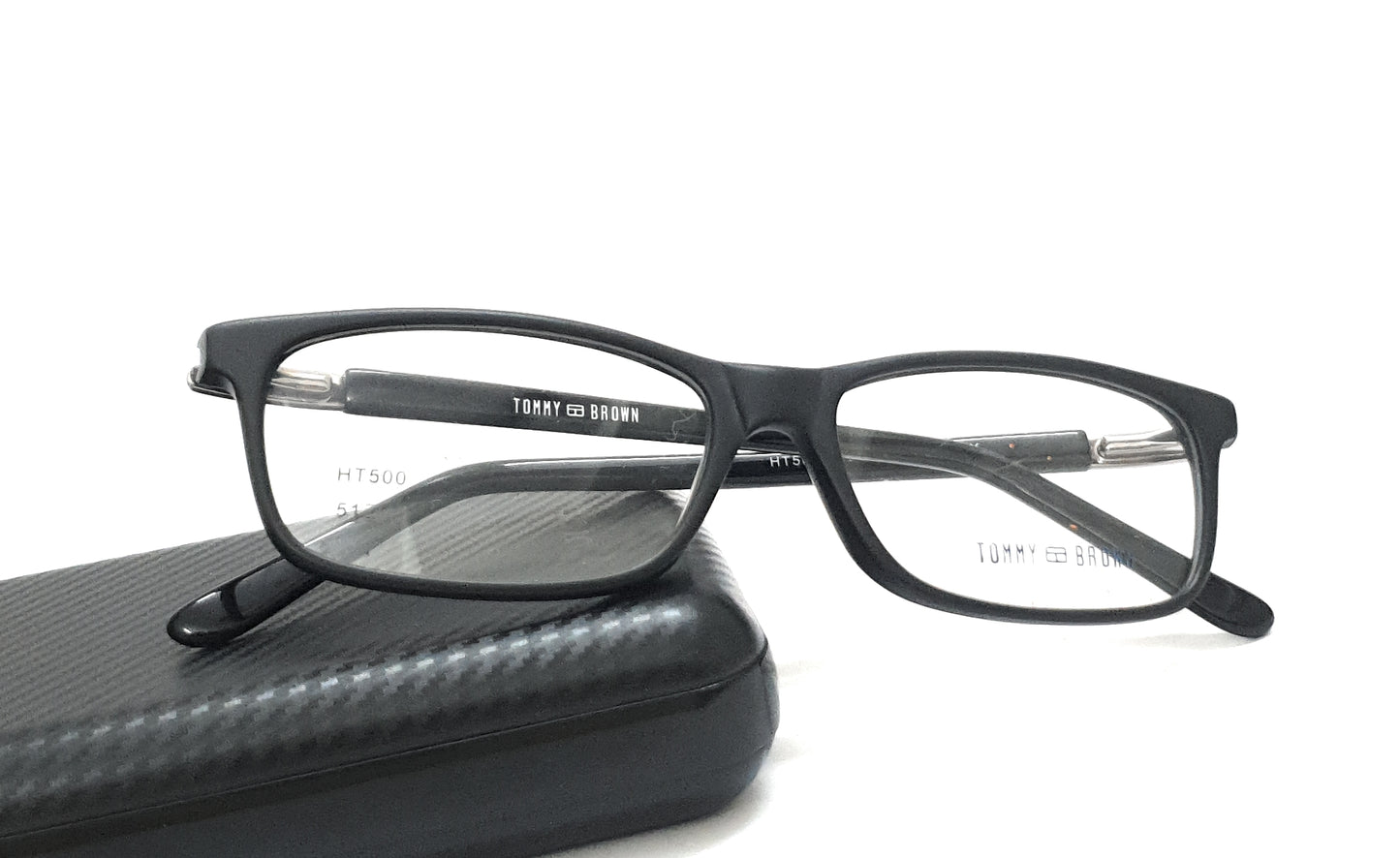 Tommy Brown Eyeglasses Rectangle Spectacle HT500 Black Matte