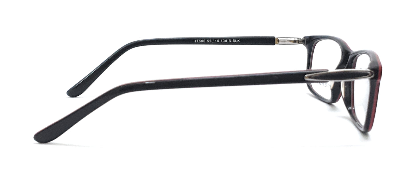 Tommy Brown Eyeglasses Rectangle Spectacle HT500 Black shinning