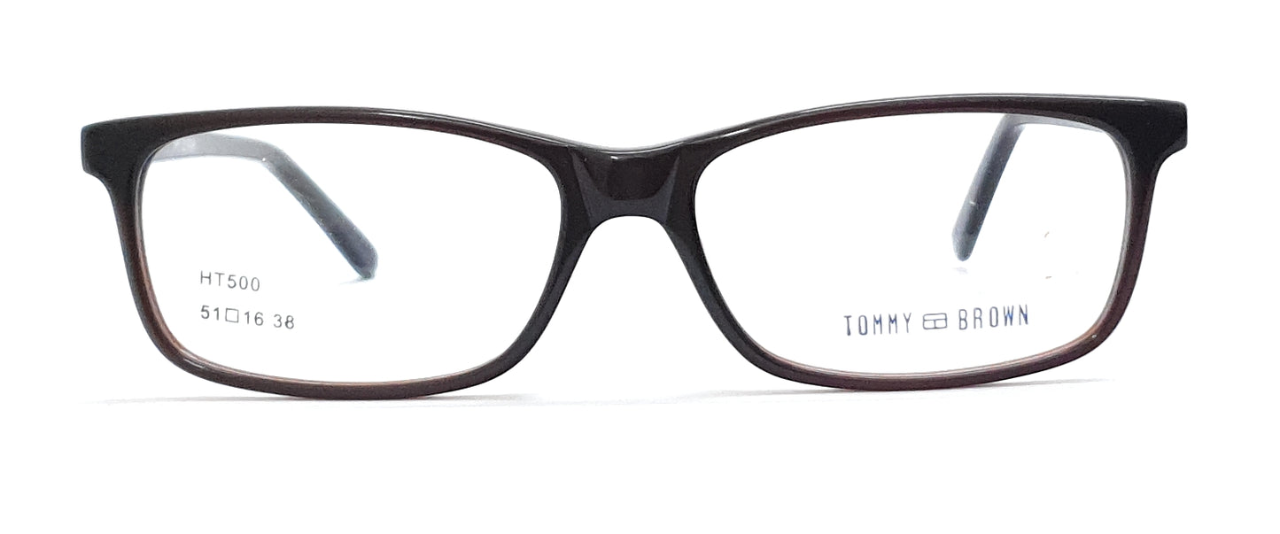 Tommy Brown Eyeglasses Rectangle Spectacle HT500 Brown